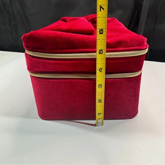 2 Estee Lauder Bags Double Train Case Red Velvet Professional Hard Zipper Bow - Picture 16 of 16